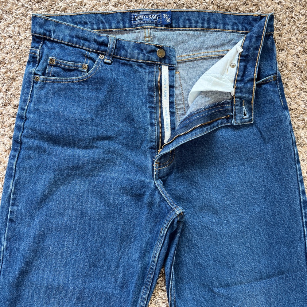 Army Navy Blue Denim Jeans Men’s Classic Straight Leg